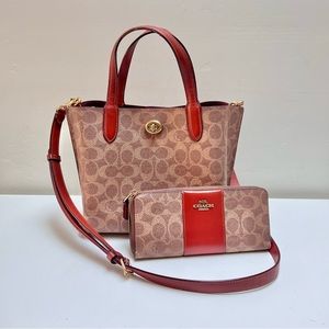 Coach Willow Tote 24 In Signature Canvas with matching wallet